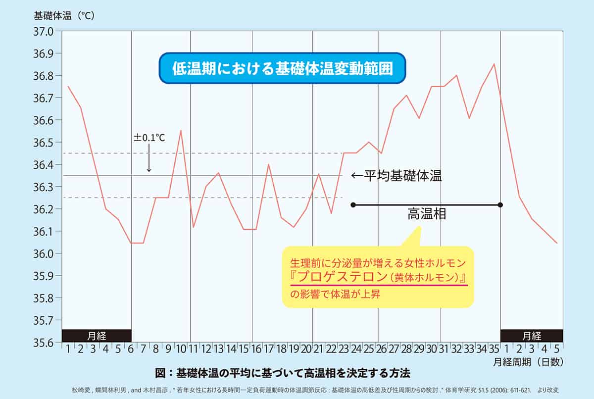 低温期における基礎体温変動範囲