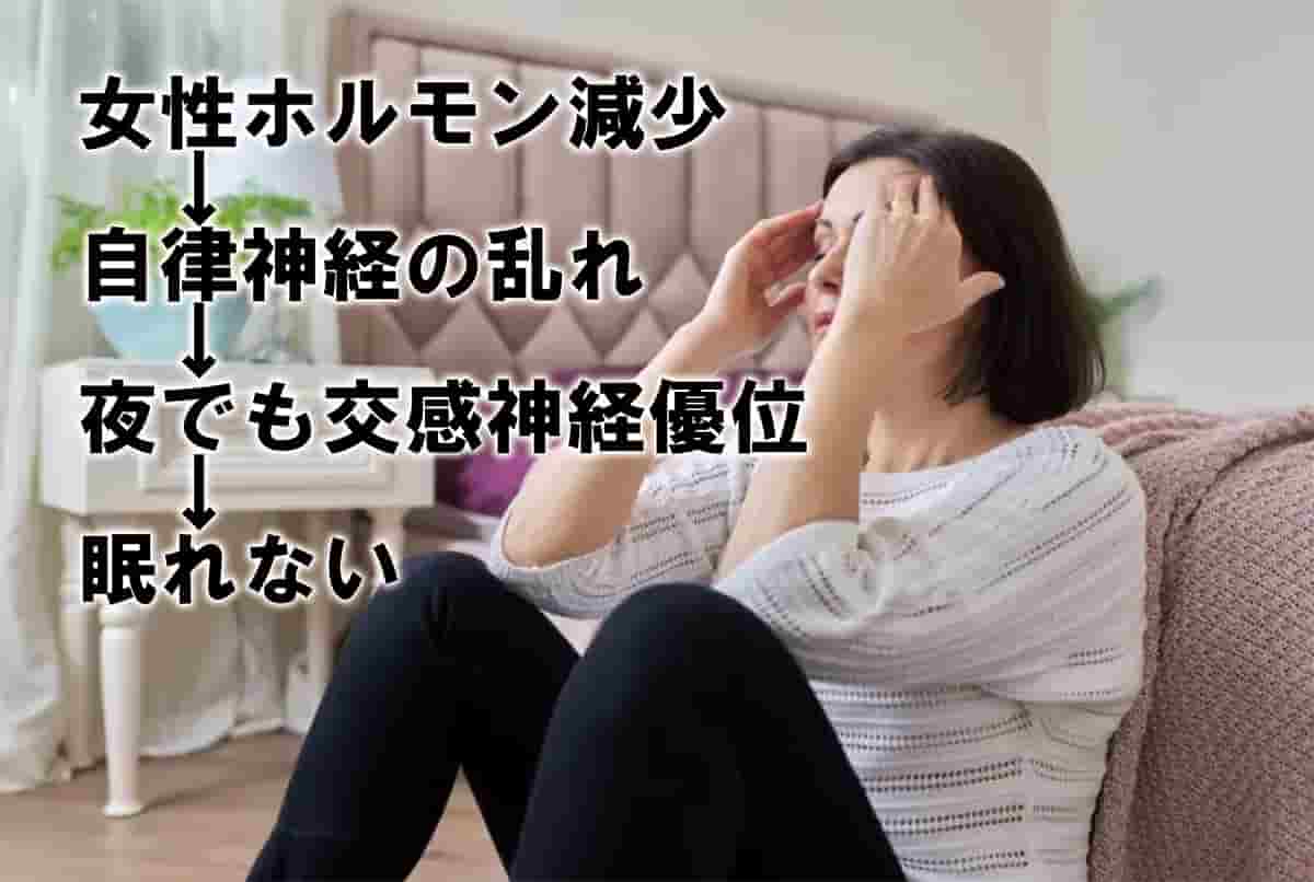 更年期による女性ホルモンの分泌量低下が入眠障害の原因に