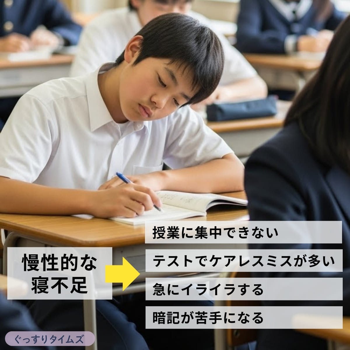 慢性的な睡眠不足が中学生に及ぼす悪影響
